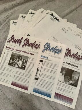 Bob Ross Brush Strokes Newsletter‎ Lot 20 Issues w Original Prints & Mailers